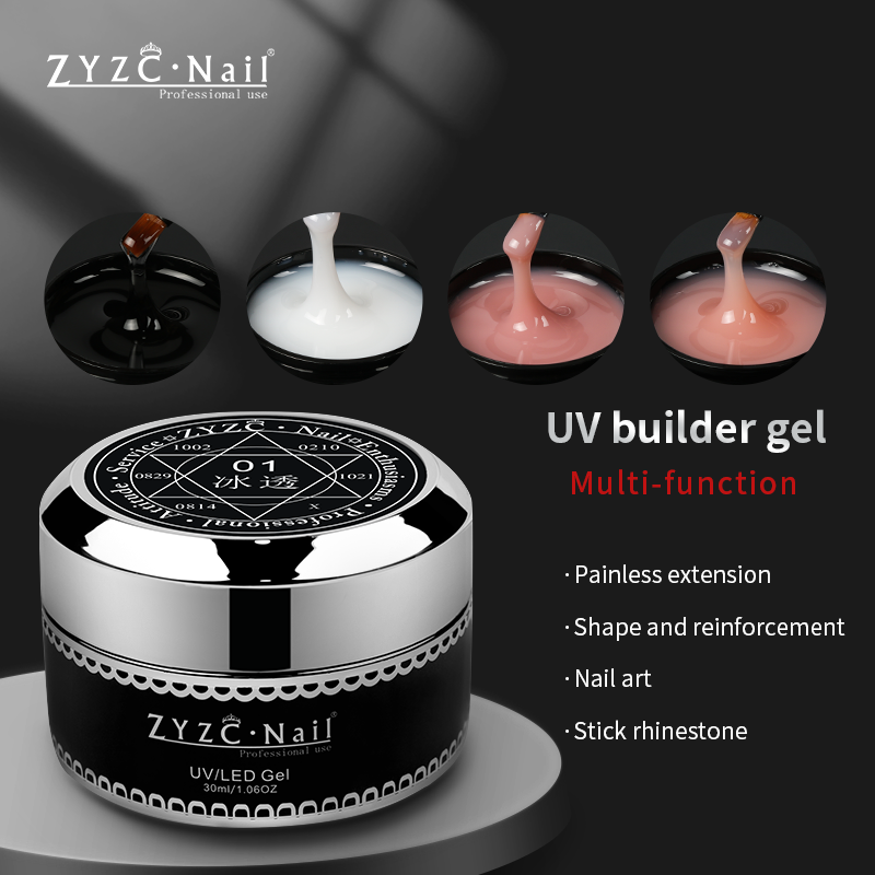 ZYZC OEM Private Label Thick Bonder 4 Color Builder Jar Soak Off UV Hard Gel Building Painless For Nail Extension Sculpting Gel