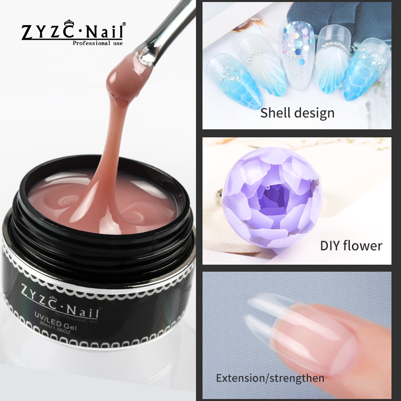 ZYZC OEM Private Label Thick Bonder 4 Color Build er Jar Soak Off UV Hard Gel No Burn For Nail Extension