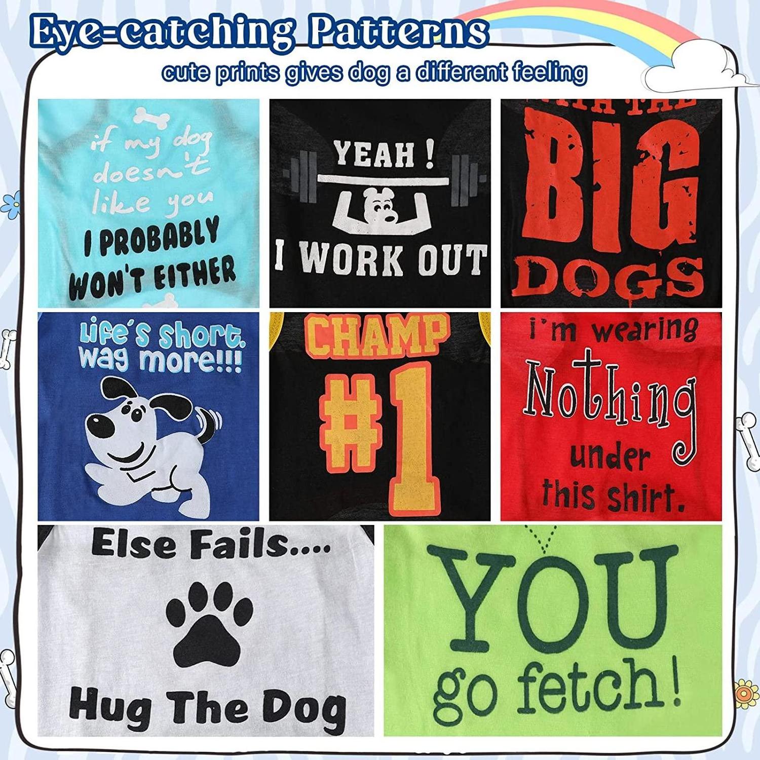 8 Pieces Pet Printed Clothes with Funny Pet T Shirts Cool Puppy Shirts Breathable Soft Dog Sweatshirt (Cute Pattern Small)