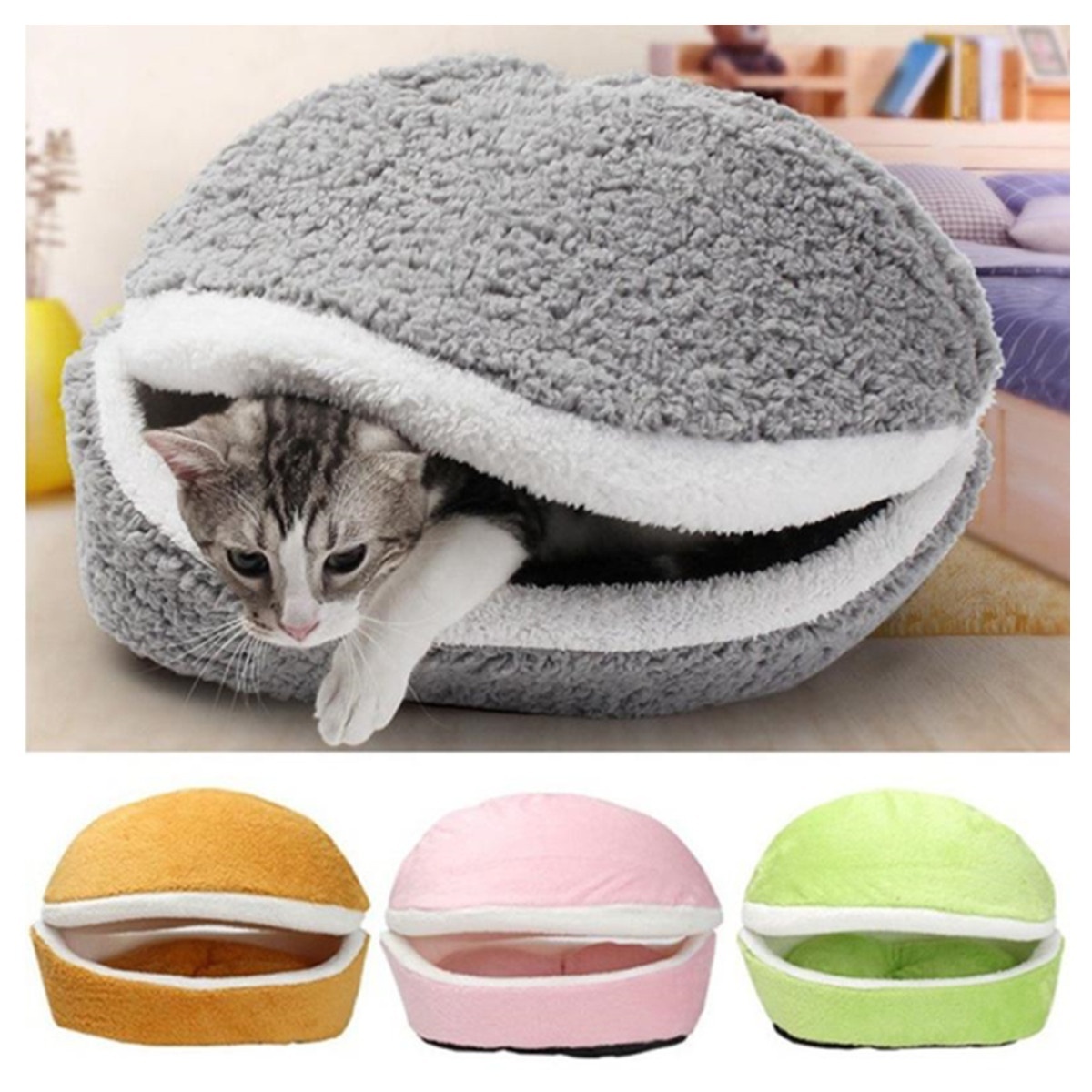 Cat Sleeping Bag Kennel Cat Basket Kennels Dog House Short Plush Small Pet Bed Warm Puppy Kennel Nest Cushion Pet Products