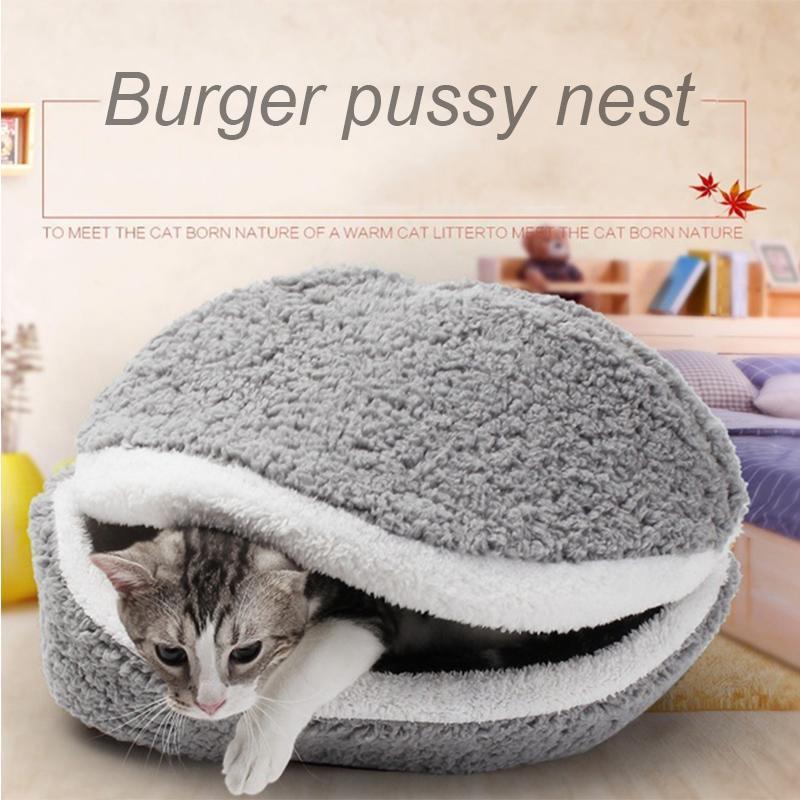 Cat Sleeping Bag Kennel Cat Basket Kennels Dog House Short Plush Small Pet Bed Warm Puppy Kennel Nest Cushion Pet Products