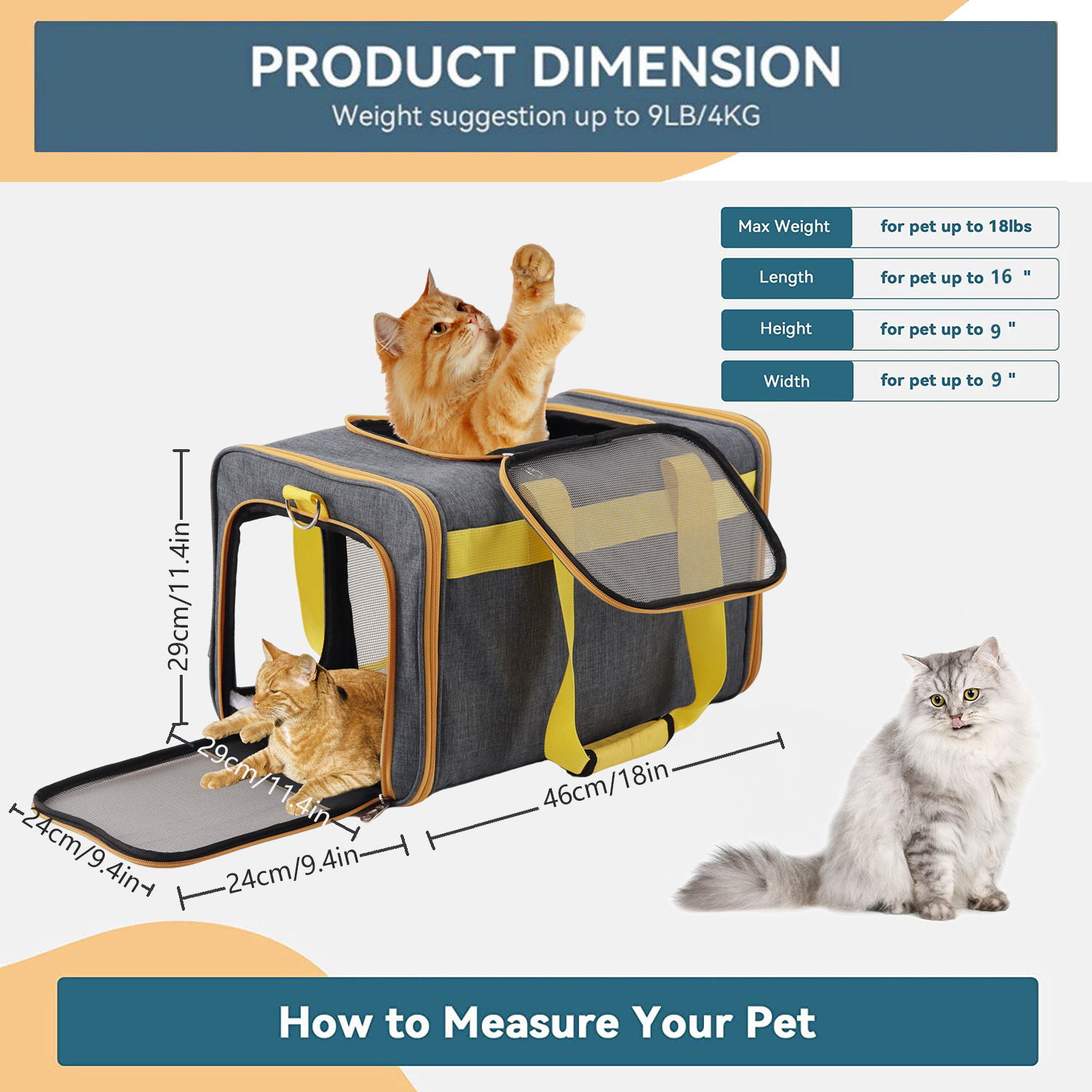 Hot Sale High Quality Durable Airline Approved Pet Carrier Bag Cat Bag Pet Dog Carrier for Travel