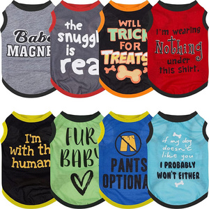 8 Pieces Dog Shirts Pet Printed Clothes with Funny Pet T Shirts Breathable Dog Soft Sweatshirt (Classic Pattern, Small)