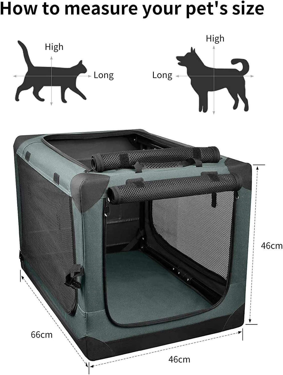 4 Door Portable Folding Dog Crate Kennel with Mesh Mat Locking Zippers for  Travel Dog Kennel Cat Carrier Use