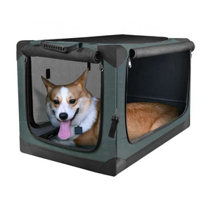 4 Door Portable Folding Dog Crate Kennel with Mesh Mat Locking Zippers for  Travel Dog Kennel Cat Carrier Use