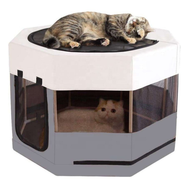 Cat Playpen for Animals Wood Frame Cats Cage Indoor Kitten Crate Dog Play Pens for Puppy Sturdy Use(29W 16.5H, Mist)