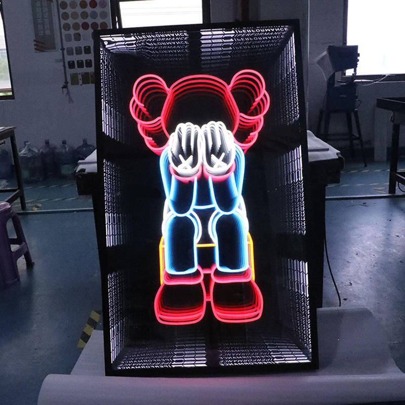 Custom Kaws Neon Sign Infinity Light Mirror Infinite Led Mirror Neon Infinity Mirror For Decor