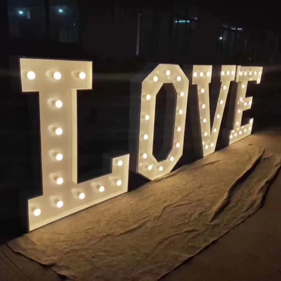 Manufacturer Custom 3ft/4ft/5ft Large Giant Lights Up Rgb Letter Led Marquee Numbers Light Up Letters Wedding Decoration Outdoor