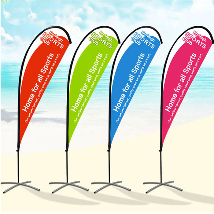 Custom Printing Outdoor Flying Flag Pole Double Sided Polyester Banner Advertising Beach Flag Marketing Flying Banner Stand