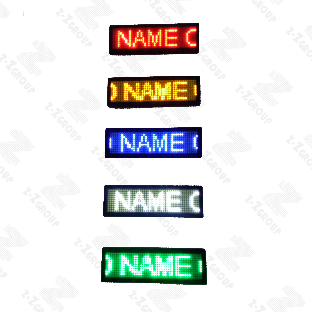 LED Name/Time/Temperature/Gas Message Badge/Chest Card/ Pin Tag Multi-language Rechargeable Mini Display