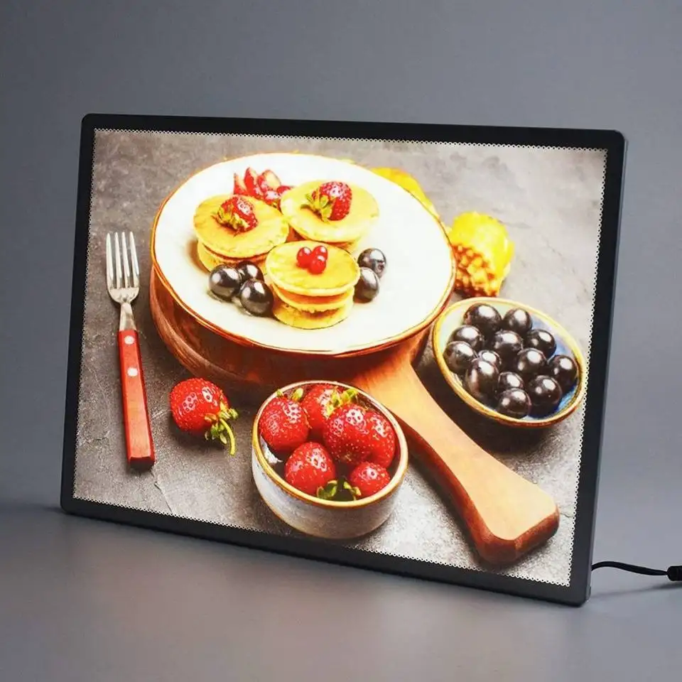 Wholesale Led Advertising Light Board Poster Wall Hanging Ultra-thin Tempered Glass Aluminum Light Box