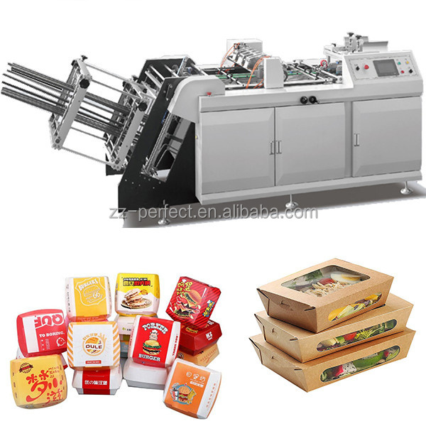 full automatic corrugated takeaway food grade kraft paper burger cake doner food lunch packaging box  making machine price