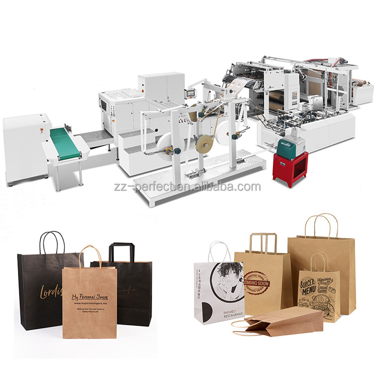 industrial used square bottom automatic kraft khaki paper bags making machine with handle from germany