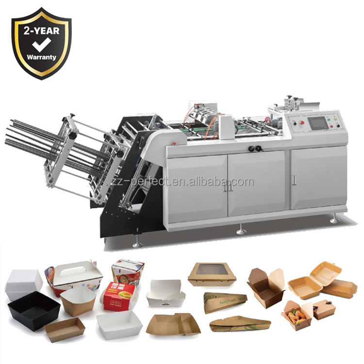 full automatic corrugated takeaway food grade kraft paper burger cake doner food lunch packaging box  making machine price