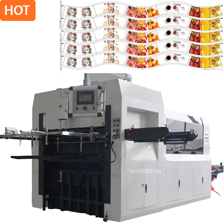 small flat bed Automatic paper cup box cardboard roll to sheet die cutting machine for paper cup fan