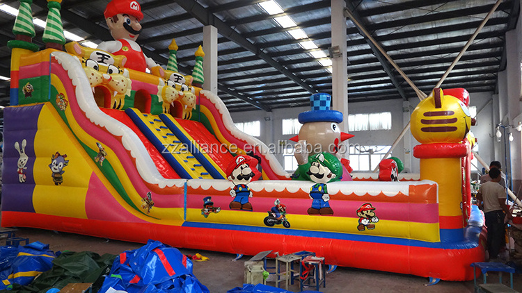 Manufacturer 12*7m large combo bouncer slide inflatable bouncy slide for kids