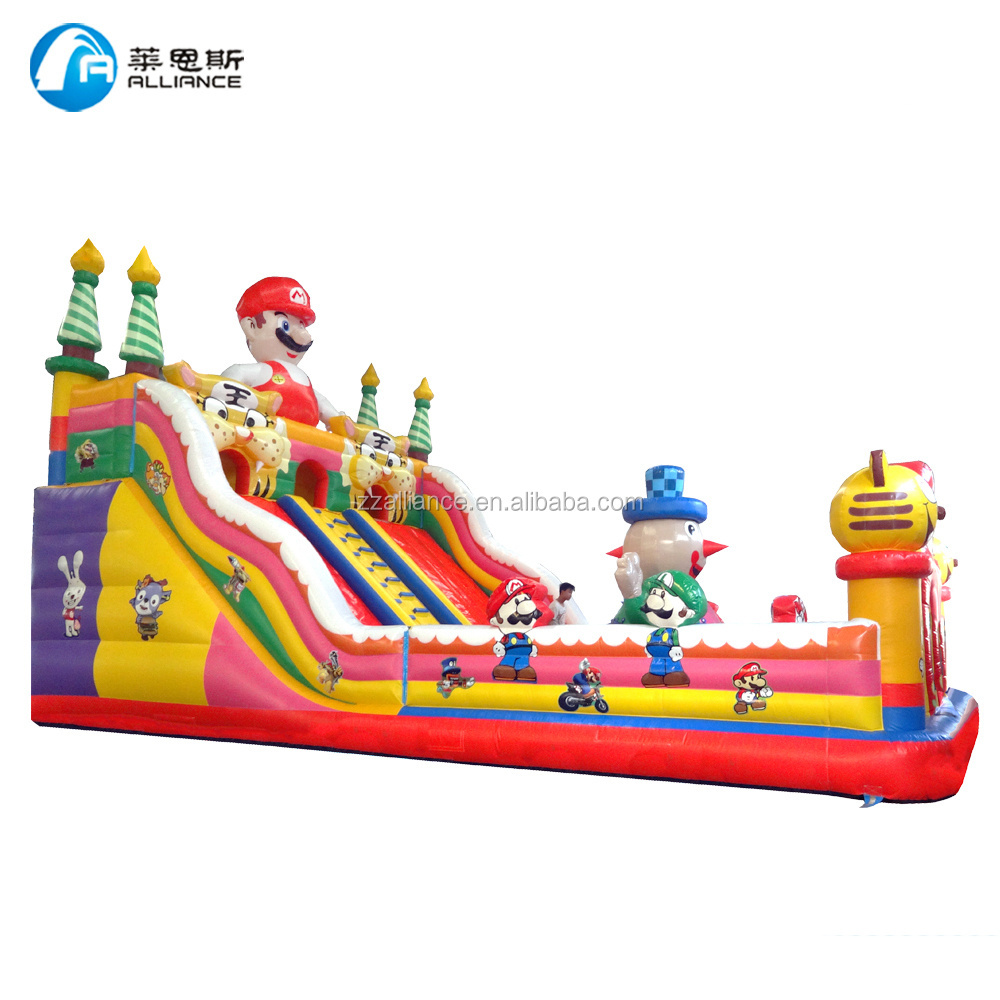 Manufacturer 12*7m large combo bouncer slide inflatable bouncy slide for kids