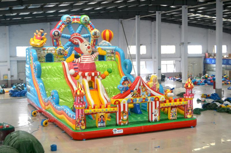 giant crazy ferris wheel theme cartoon theme park Inflatable bouncy clown slide inflatable castle with slide for kids