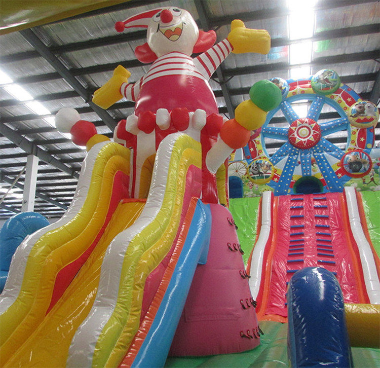 giant crazy ferris wheel theme cartoon theme park Inflatable bouncy clown slide inflatable castle with slide for kids