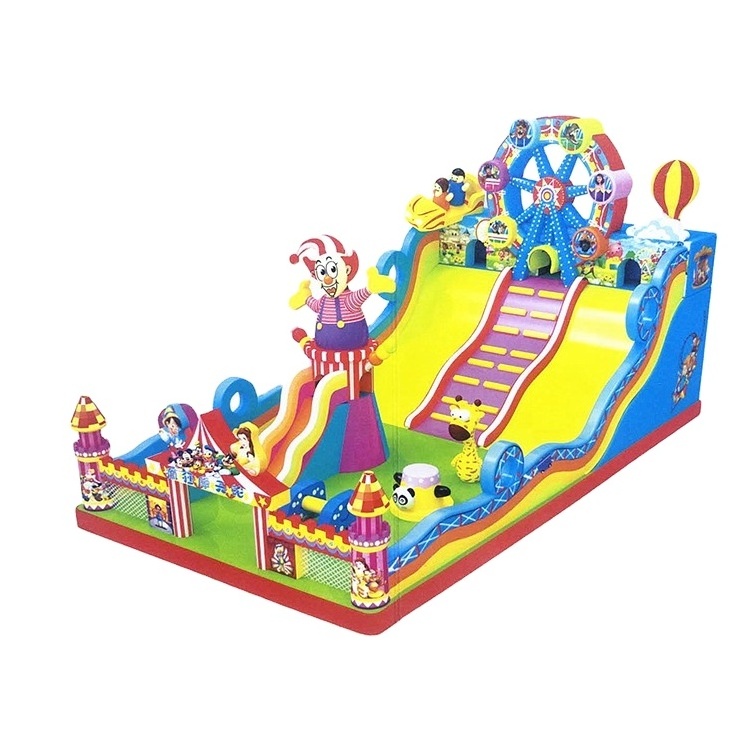 giant crazy ferris wheel theme cartoon theme park Inflatable bouncy clown slide inflatable castle with slide for kids