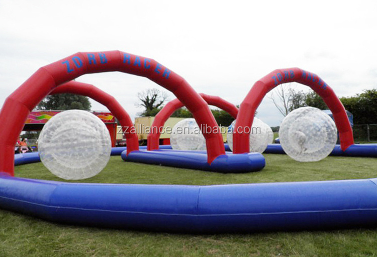 large Inflatable Zorb Ball Race Track go kart racing track for sporting events