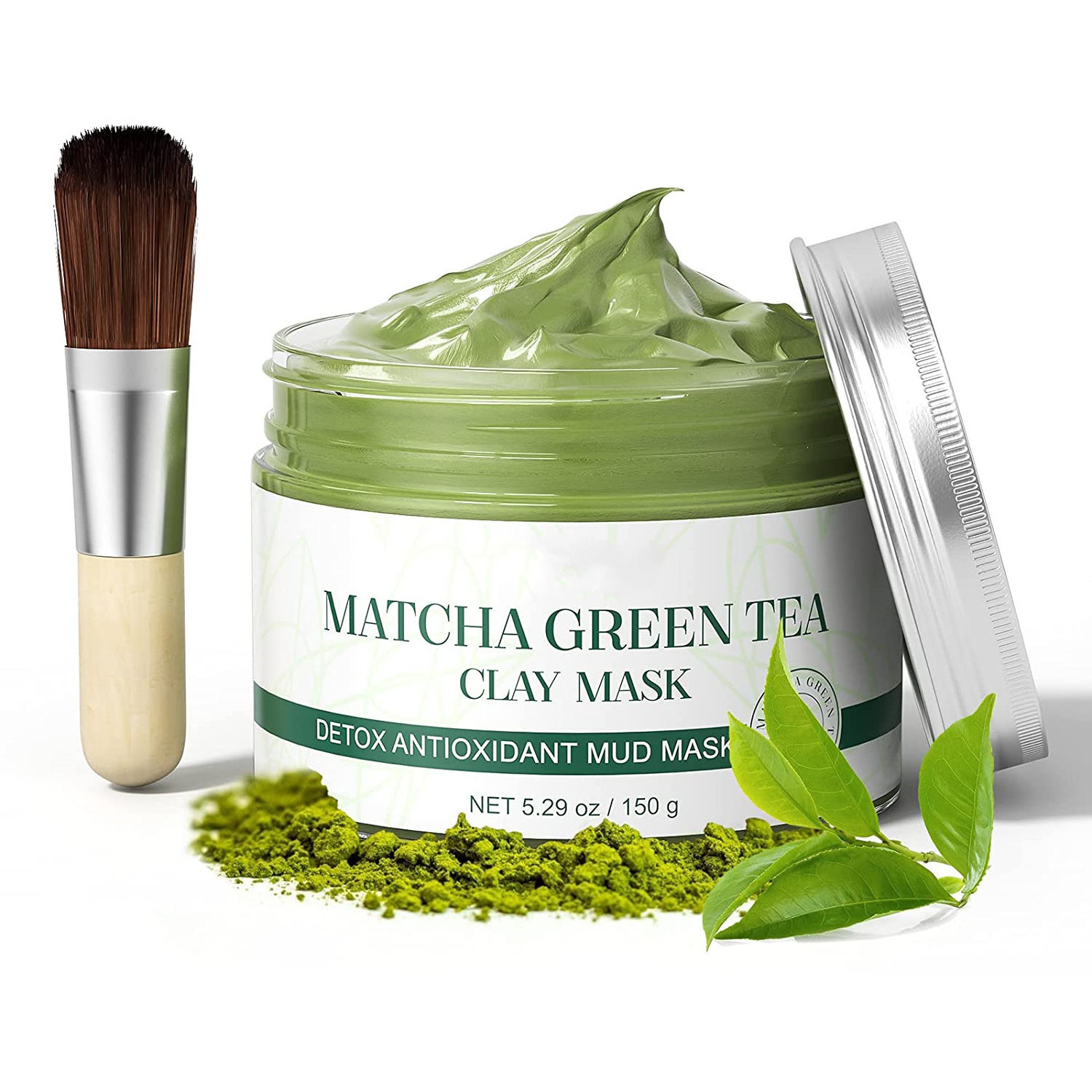 Bentonite Clay Face Mask Mud Green Tea Matcha Facial Deep Purifying Cleaning Mask Price Magical Green Tea Mud Solid Mask Oem