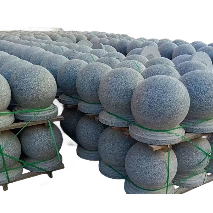 China Grey Granite Outdoor Stone Balls sesame white Granite Parking ball Car Stop Stone