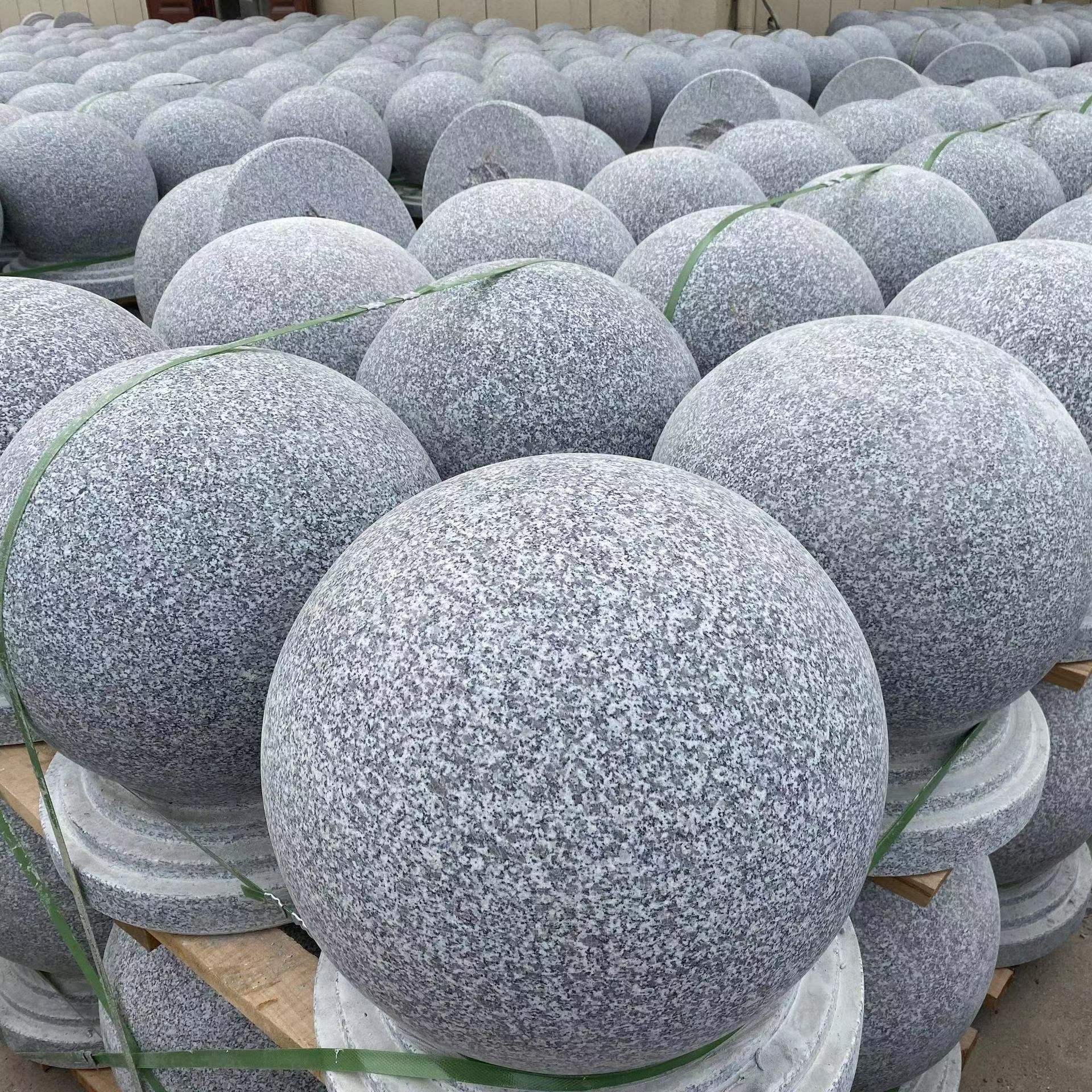 China Grey Granite Outdoor Stone Balls sesame white Granite Parking ball Car Stop Stone