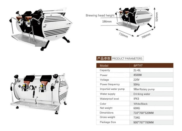 New design Italy Commercial Double Head Group 6L 8L  Barista Espresso Coffee Machine Coffee Maker Espresso Machine