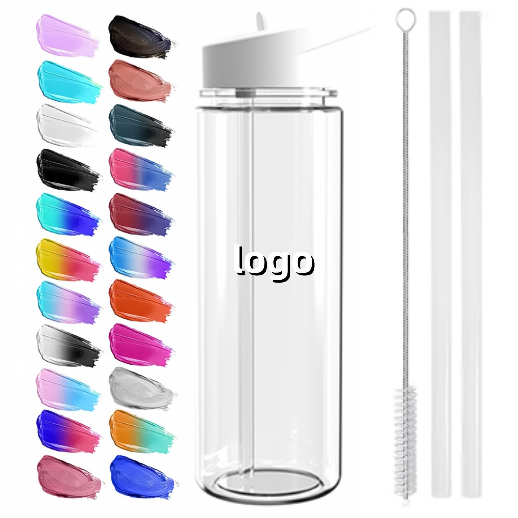 sports water bottles custom logo 23oz plastic juice bottles with Folding pipette crystal clear cheap Wide mouth water bottle