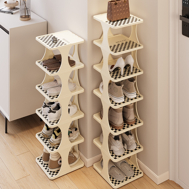 Simple shoe rack household doorway multi-layer cleat office dormitory shoe cabinet save space small narrow layered porch shoe ra