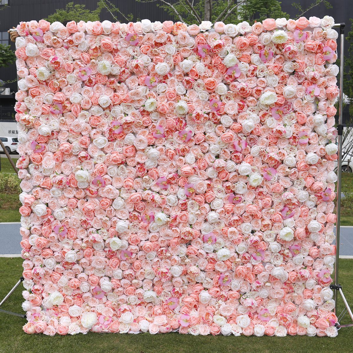 Custom Salon Wedding Hotel Floral Wall Backdrop Decor 3D Roll Up Flowerwall Mat Artificial Silk Peony Rose