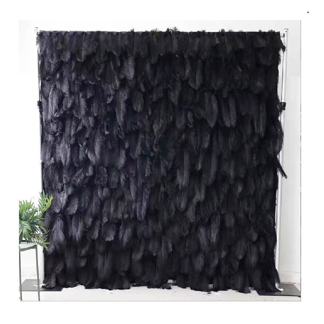 8ftx8ft 3d red purple white feather flower wall backdrop artificial fabric roll up flower wall for wedding decoration