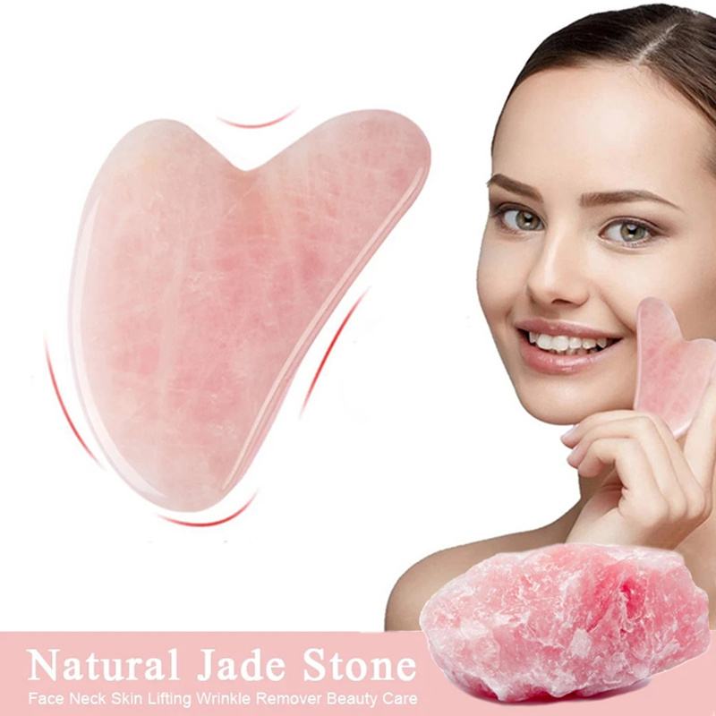 2023 New Natural Crystal Rose Quartz Stone Face Body Massage Tool Jade Gua Sha Rose Quartz Guasha Stone