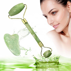 Best Selling Products Home Use Green Jade Guasha and Roller Stone Heart Shape Jade Guasha Massager