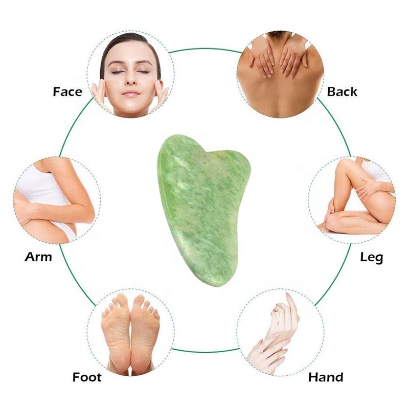 Best Selling Products Home Use Green Jade Guasha and Roller Stone Heart Shape Jade Guasha Massager