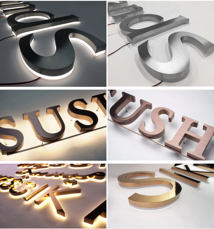 Custom sign Business Reception Led Signs 3d Signage Backlit customizable store front sign Metal Logo channel Letter