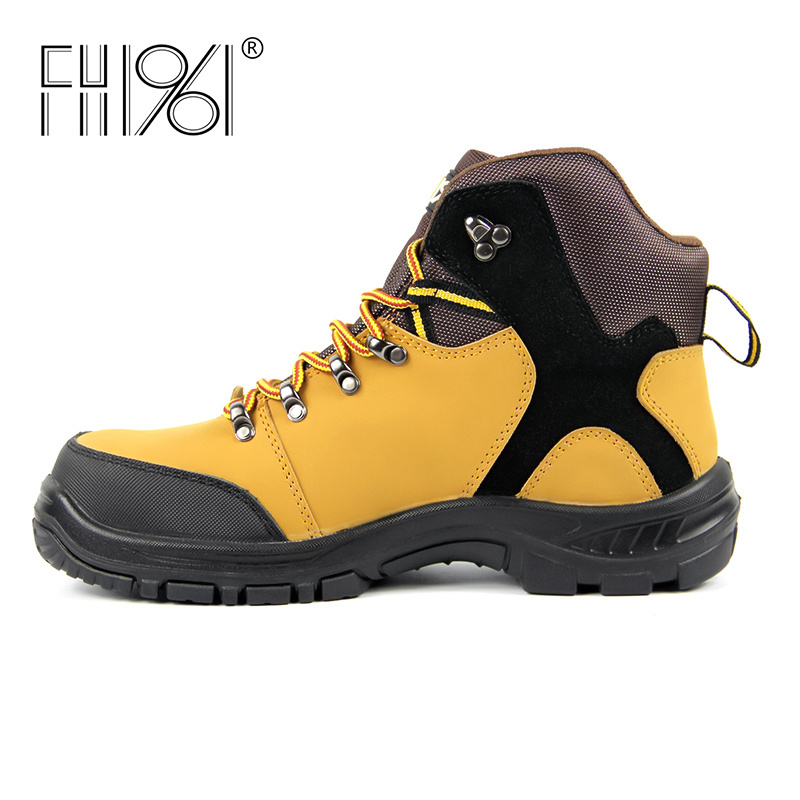 FH1961 Outdoor Rugged Safety Shoes Steel Toe Waterproof Boots for Men Heavy Duty Construction Site Wear