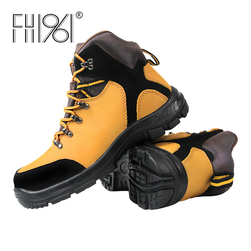 FH1961 Outdoor Rugged Safety Shoes Steel Toe Waterproof Boots for Men Heavy Duty Construction Site Wear