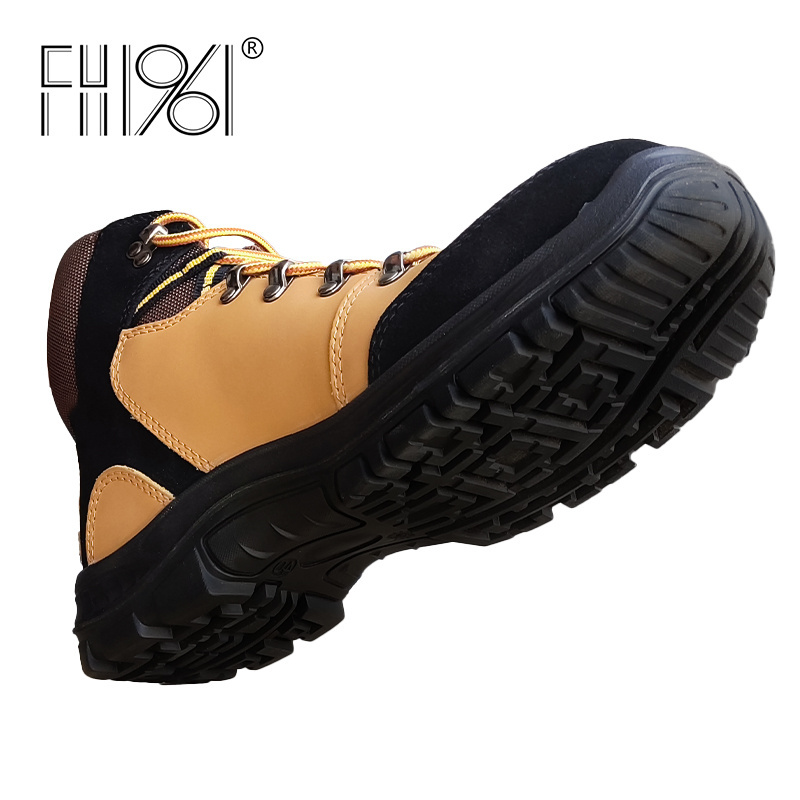 FH1961 Outdoor Rugged Safety Shoes Steel Toe Waterproof Boots for Men Heavy Duty Construction Site Wear