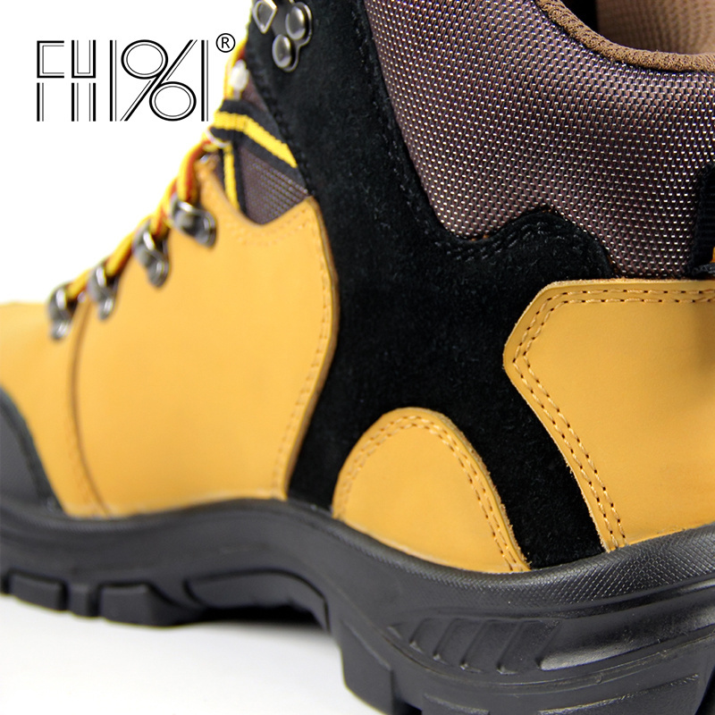 FH1961 Outdoor Rugged Safety Shoes Steel Toe Waterproof Boots for Men Heavy Duty Construction Site Wear