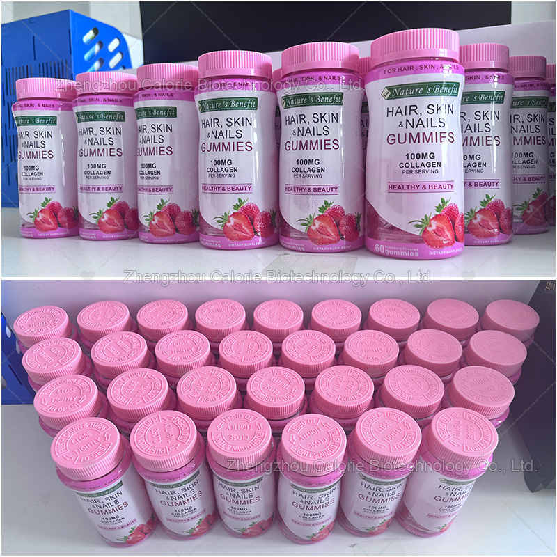 Custom Private Label Shape Halal Biotin Strawberry Flavor Advanced Hair Skin Nails Vitamin Gummies