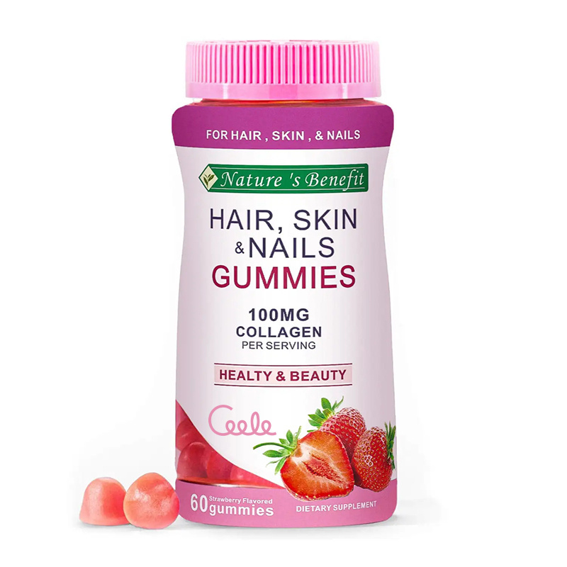 Custom Private Label Shape Halal Biotin Strawberry Flavor Advanced Hair Skin Nails Vitamin Gummies