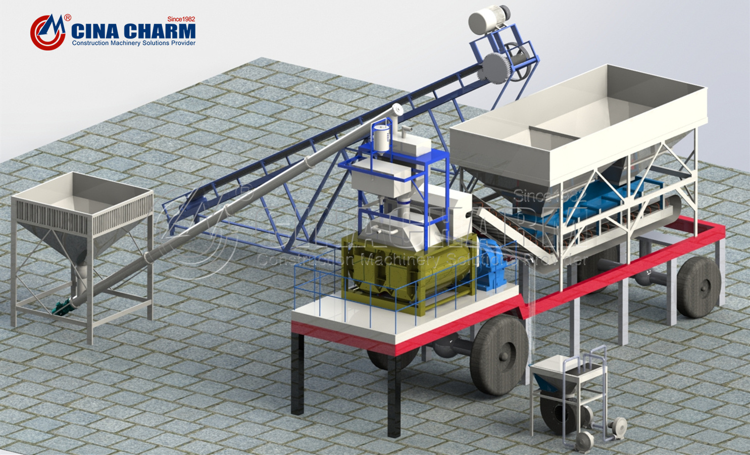 Professional YHZS25 truck mounted concrete batching plant batch plant and concrete mixer Used for making raw materials