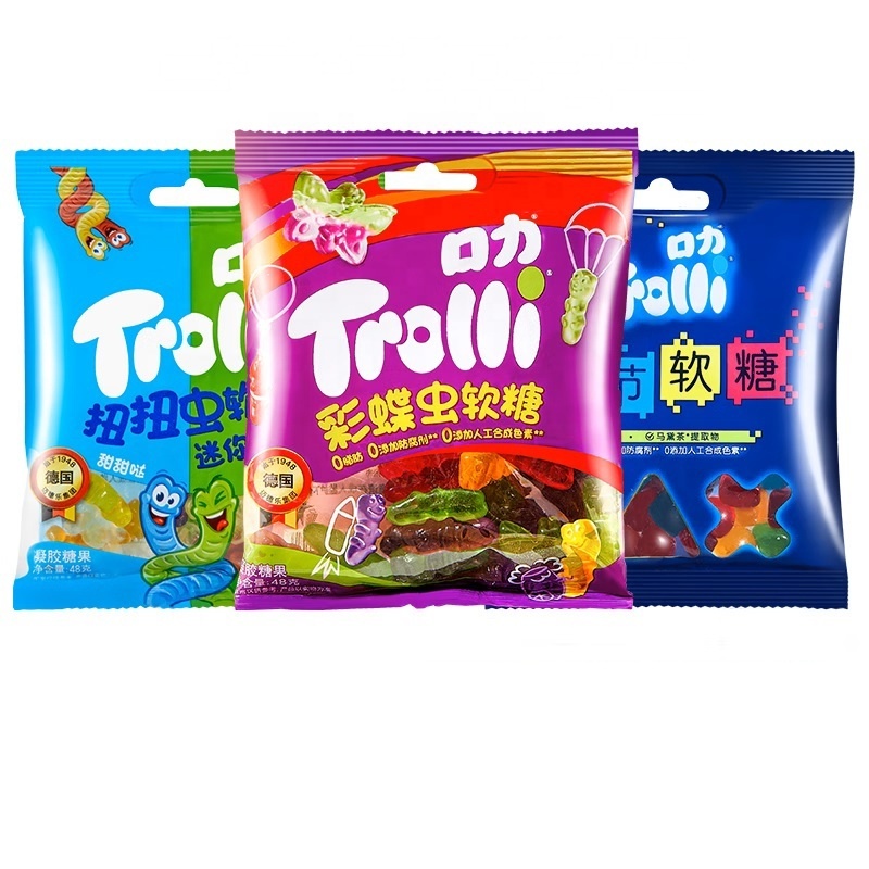 Wholesale Exotic candy Trolli children's fruit flavor candy letter/butterfly/bug style Gummy 48g