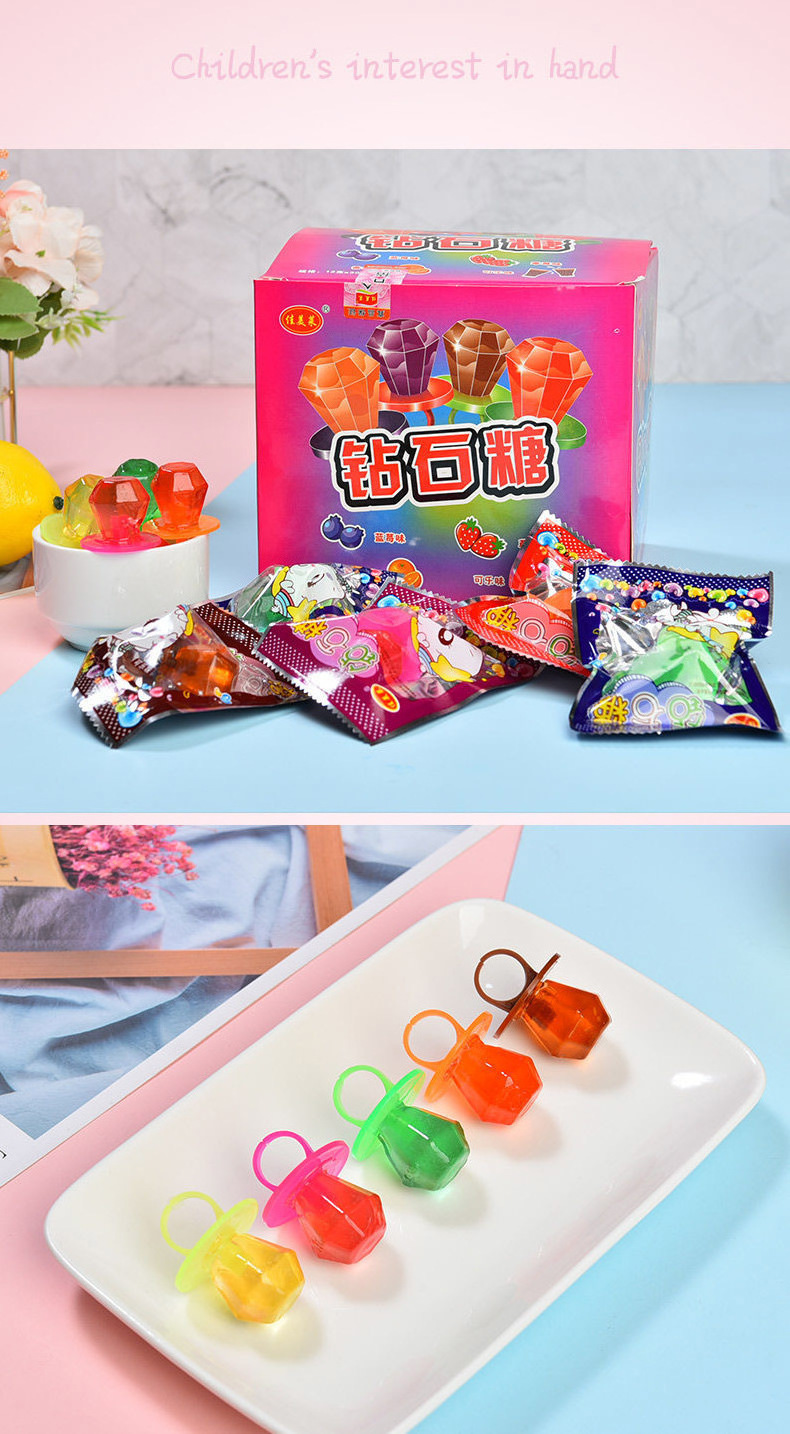 Wholesale Fruit Flavors Diamond Ring Toy Candy finger ring pop candy sweet lollipop hard candy