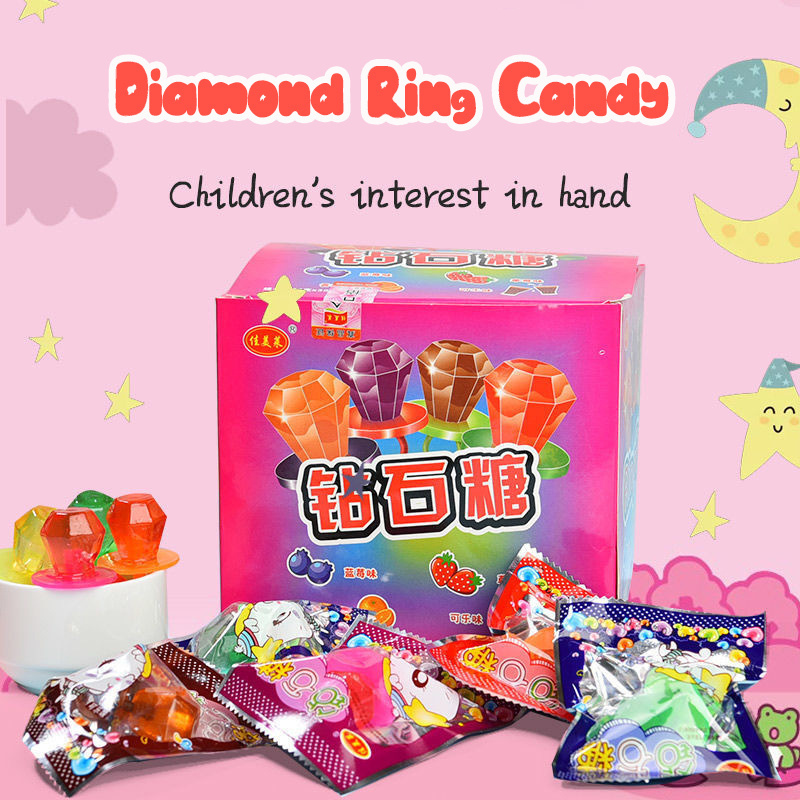 Wholesale Fruit Flavors Diamond Ring Toy Candy finger ring pop candy sweet lollipop hard candy