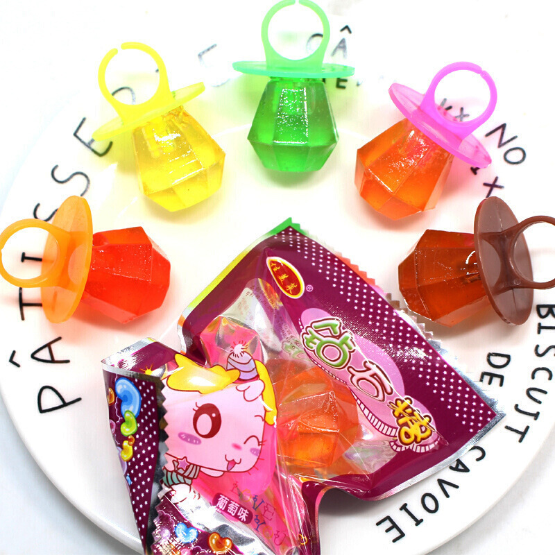 Wholesale Fruit Flavors Diamond Ring Toy Candy finger ring pop candy sweet lollipop hard candy