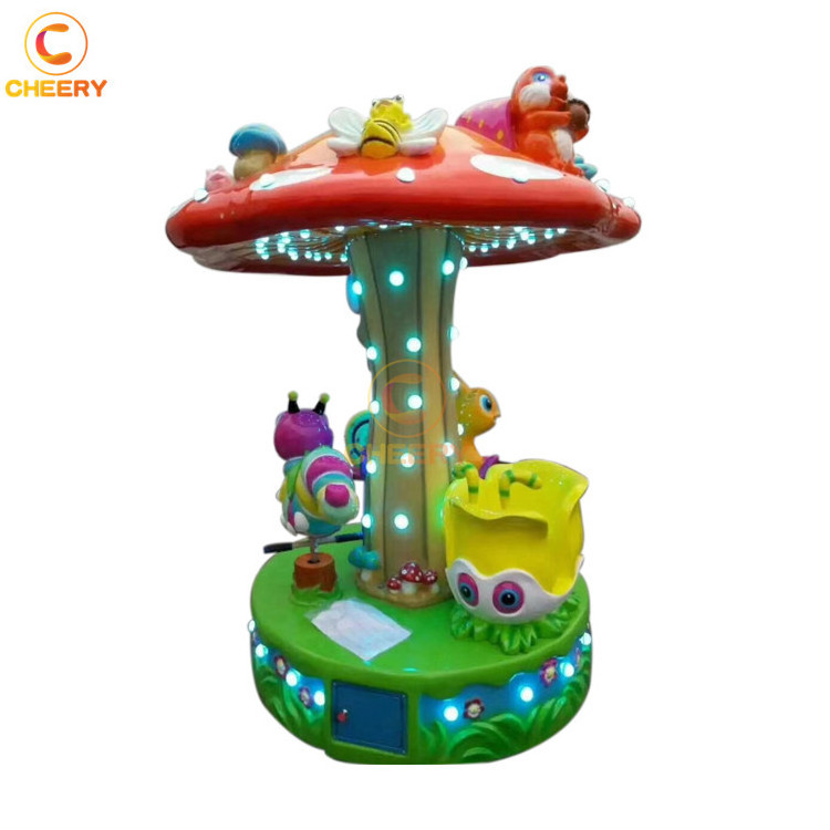 Portable kiddie rides fiberglass miniature merry go round children toy mini indoor carousel for sale