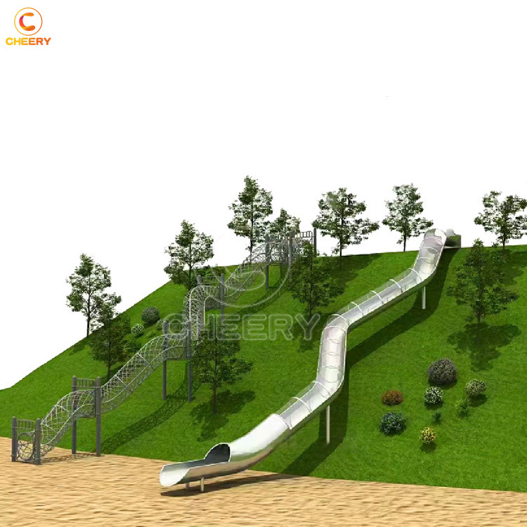 Children outdoor sport games playground slides outside stainless steel slide for kids play and fitness